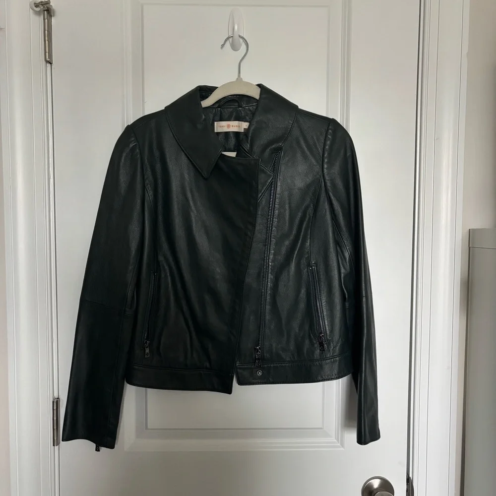 Tory Burch Harper Leather Moto Asymmetrical Jacket